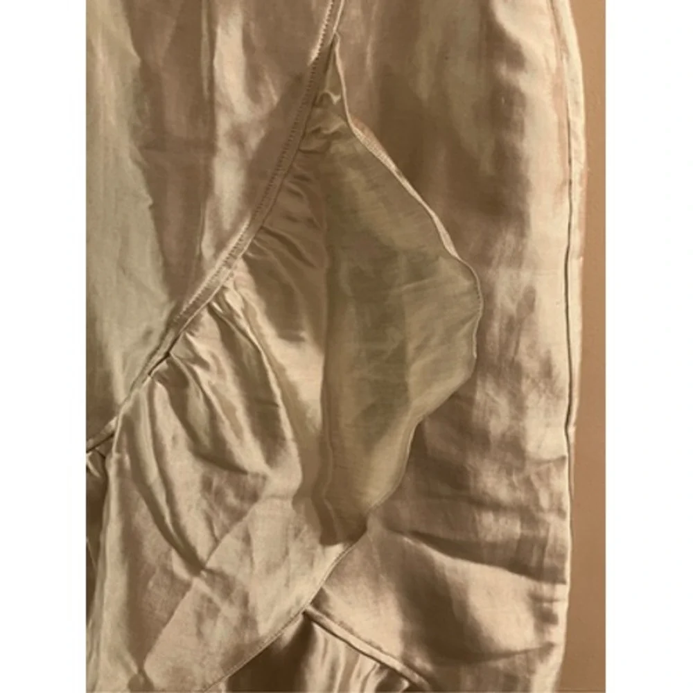 Topshop Womens Silver Metallic Ruffle Wrap Midi Skirt High Waist‎ Size 12